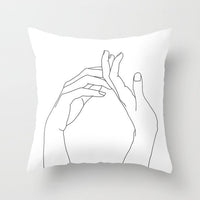 HKM-747987 Black and White Geometric Minimal-Line Pillowcase 45x45cm