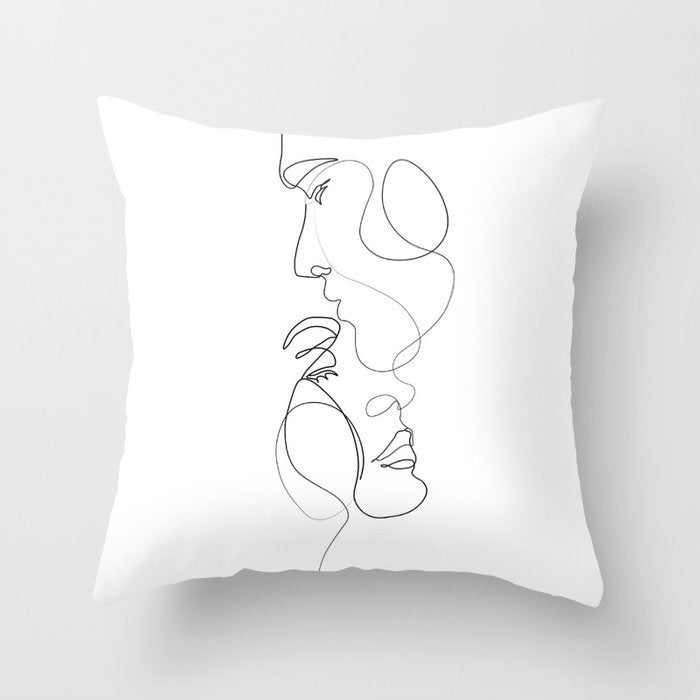 HKM-747987 Black and White Geometric Minimal-Line Pillowcase 45x45cm