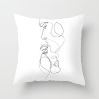 HKM-747987 Black and White Geometric Minimal-Line Pillowcase 45x45cm