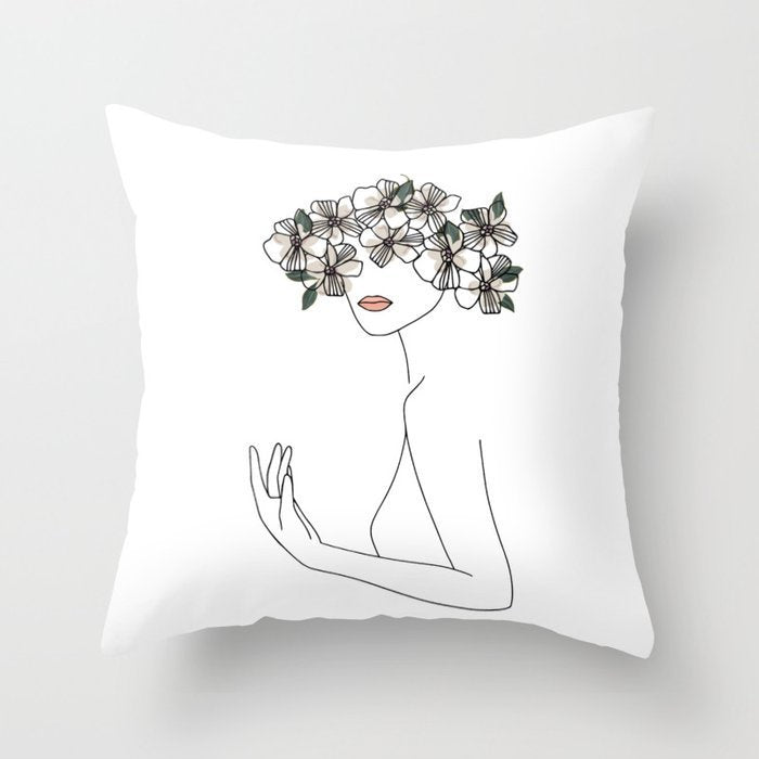 HKM-747987 Black and White Geometric Minimal-Line Pillowcase 45x45cm