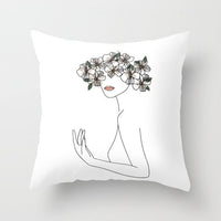 HKM-747987 Black and White Geometric Minimal-Line Pillowcase 45x45cm