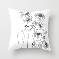 HKM-747987 Black and White Geometric Minimal-Line Pillowcase 45x45cm