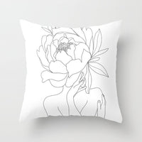 HKM-747987 Black and White Geometric Minimal-Line Pillowcase 45x45cm