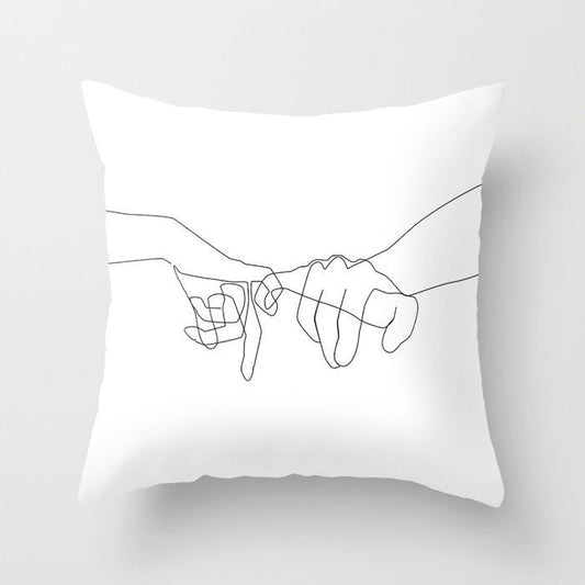 HKM-747987 Black and White Geometric Minimal-Line Pillowcase 45x45cm