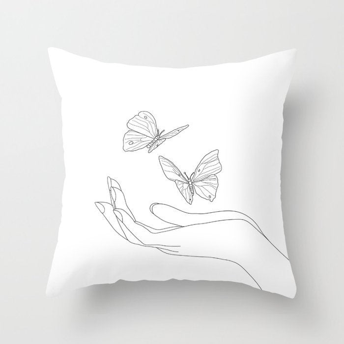 HKM-747987 Black and White Geometric Minimal-Line Pillowcase 45x45cm