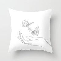 HKM-747987 Black and White Geometric Minimal-Line Pillowcase 45x45cm