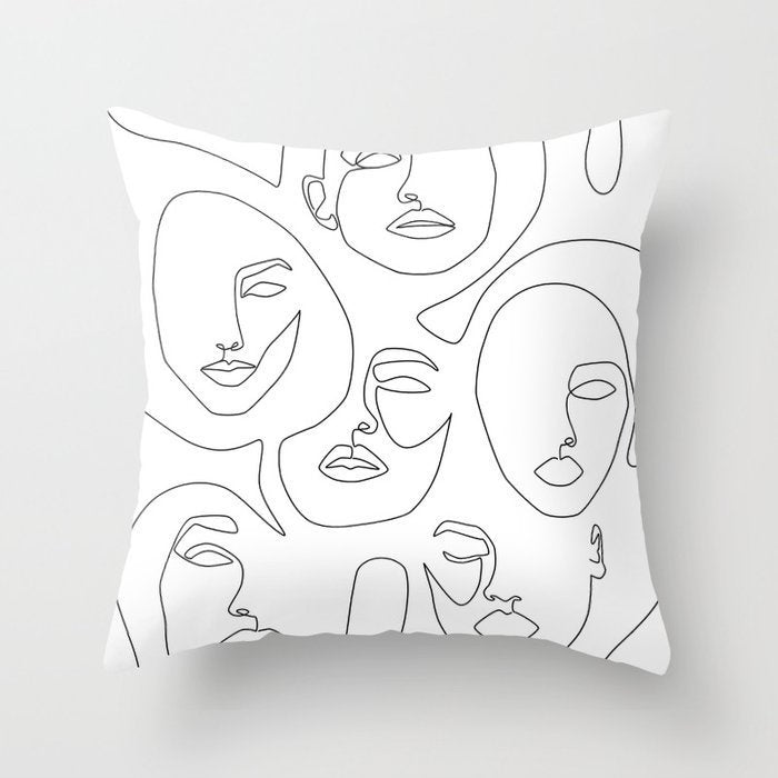 HKM-747987 Black and White Geometric Minimal-Line Pillowcase 45x45cm