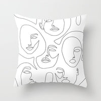 HKM-747987 Black and White Geometric Minimal-Line Pillowcase 45x45cm