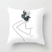 HKM-747987 Black and White Geometric Minimal-Line Pillowcase 45x45cm