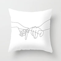HKM-747987 Black and White Geometric Minimal-Line Pillowcase 45x45cm