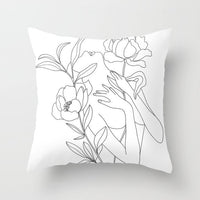 HKM-747987 Black and White Geometric Minimal-Line Pillowcase 45x45cm