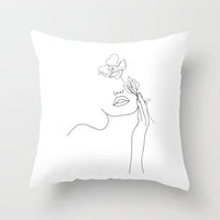 HKM-747987 Black and White Geometric Minimal-Line Pillowcase 45x45cm