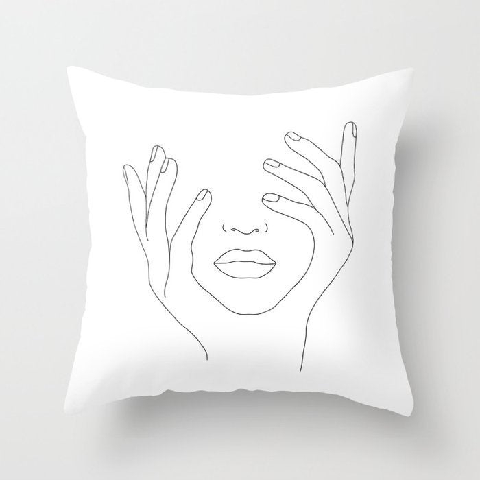 HKM-747987 Black and White Geometric Minimal-Line Pillowcase 45x45cm