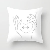 HKM-747987 Black and White Geometric Minimal-Line Pillowcase 45x45cm