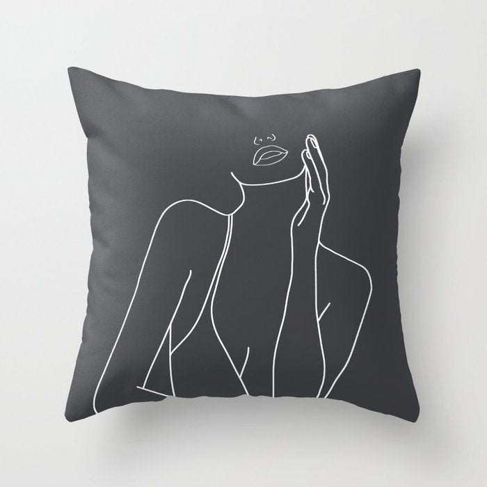HKM-747987 Black and White Geometric Minimal-Line Pillowcase 45x45cm