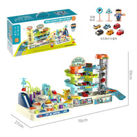 HKM-748115 2-in-1 Car Adventure Parking Lot with Rotary Elevator for Kids Age 3+ - Educational Building & Traffic Play Set