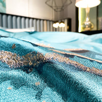 HKM-748179 Luxury Cotton Satin Quilt Cover Set with Ocean Embroidery - 4 Piece Bedding Collection