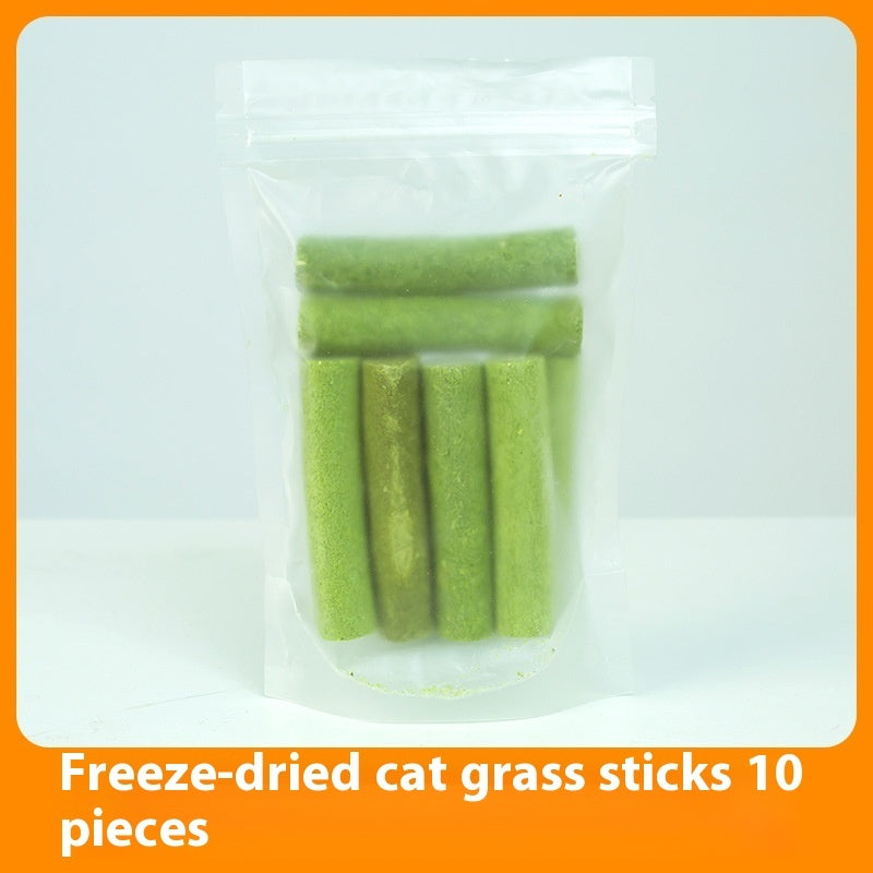 HKM-748307 Freeze-Dried Cat Grass Chicken Stick - Molar Rods for Hairball Control, 10/30/50/120pcs Variety Packs