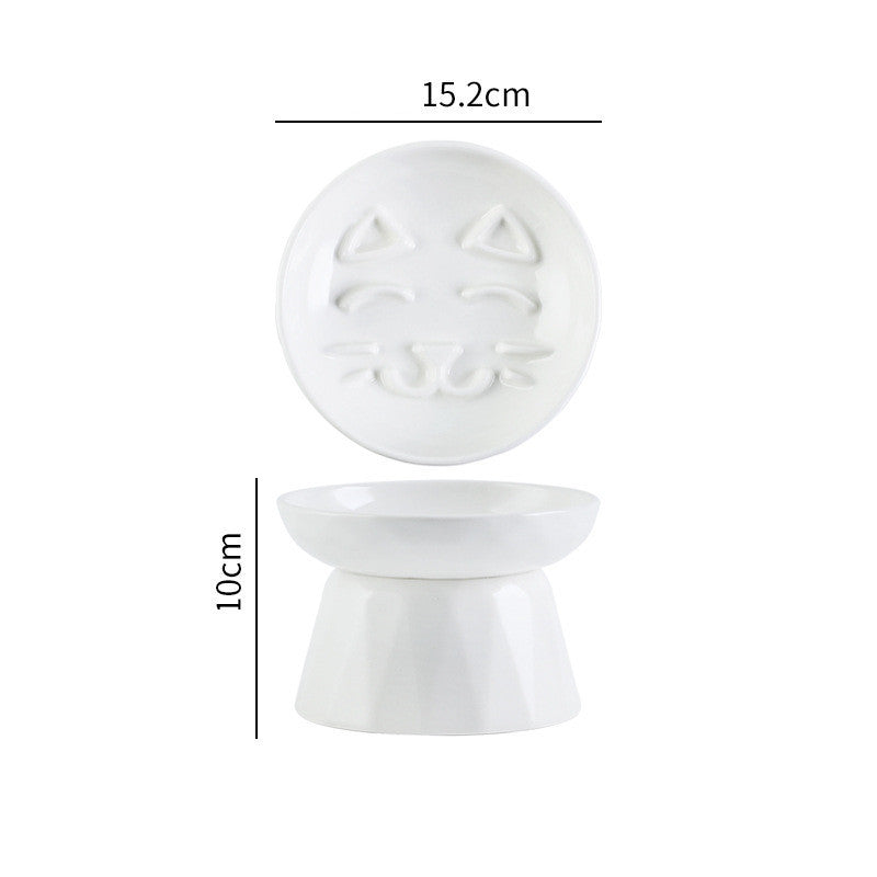 HKM-748371 Ceramic Tall Slow Feed Cat Bowl for Ideal Dining Comfort