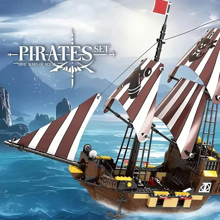 Pirate Ship Building Block Set for Kids - Creative Plastic Construction Toy