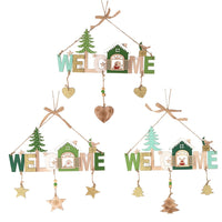 HKM-748627 Wooden Christmas Ornament Set - Old Man, Snowman, and Elk Designs, 43cm Total Length for Holiday Decor