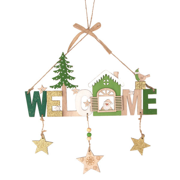 HKM-748627 Wooden Christmas Ornament Set - Old Man, Snowman, and Elk Designs, 43cm Total Length for Holiday Decor