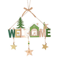 HKM-748627 Wooden Christmas Ornament Set - Old Man, Snowman, and Elk Designs, 43cm Total Length for Holiday Decor