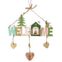 HKM-748627 Wooden Christmas Ornament Set - Old Man, Snowman, and Elk Designs, 43cm Total Length for Holiday Decor