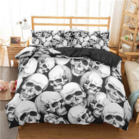 HKM-748691 Personalized Skull Design 3D Digital Print Bedding Set - Available in Various Sizes, Polyester Fiber Materials