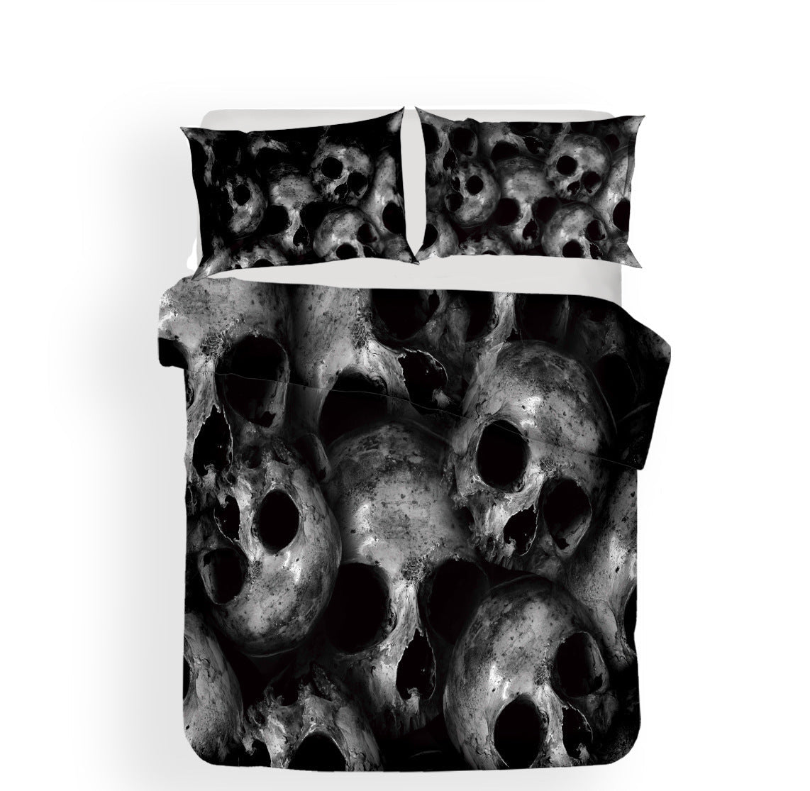HKM-748691 Personalized Skull Design 3D Digital Print Bedding Set - Available in Various Sizes, Polyester Fiber Materials