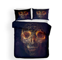 HKM-748691 Personalized Skull Design 3D Digital Print Bedding Set - Available in Various Sizes, Polyester Fiber Materials