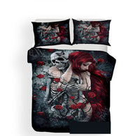 HKM-748691 Personalized Skull Design 3D Digital Print Bedding Set - Available in Various Sizes, Polyester Fiber Materials