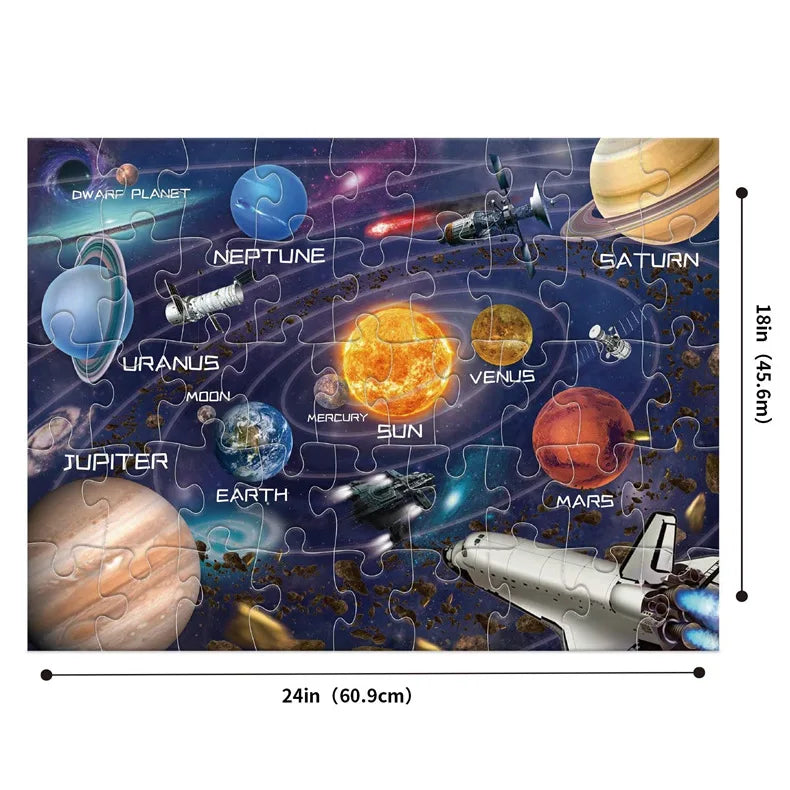 HKM-749011 Luminous Dinosaur Universe Jigsaw Puzzle Set - 46 Educational Pieces for Kids