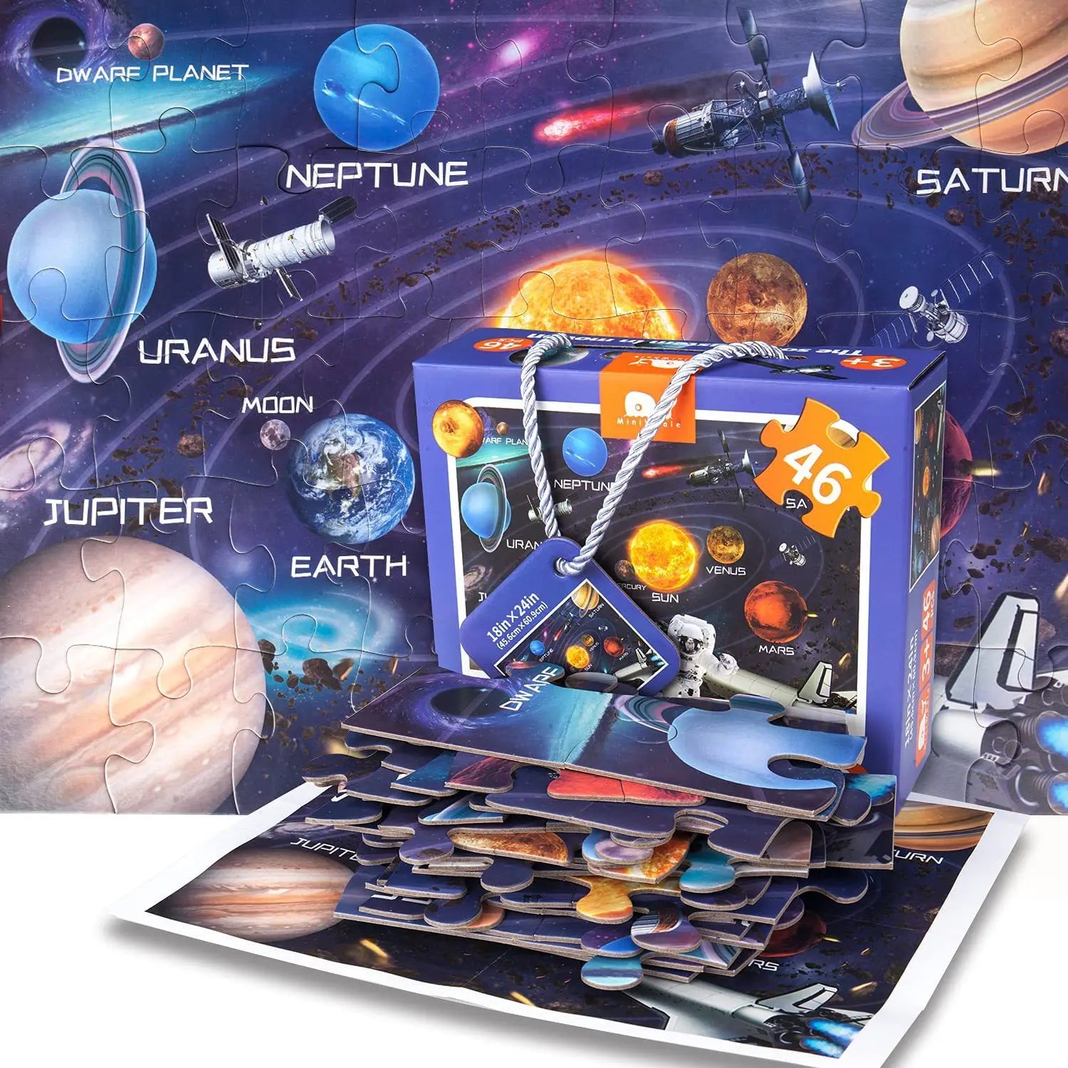 HKM-749011 Luminous Dinosaur Universe Jigsaw Puzzle Set - 46 Educational Pieces for Kids