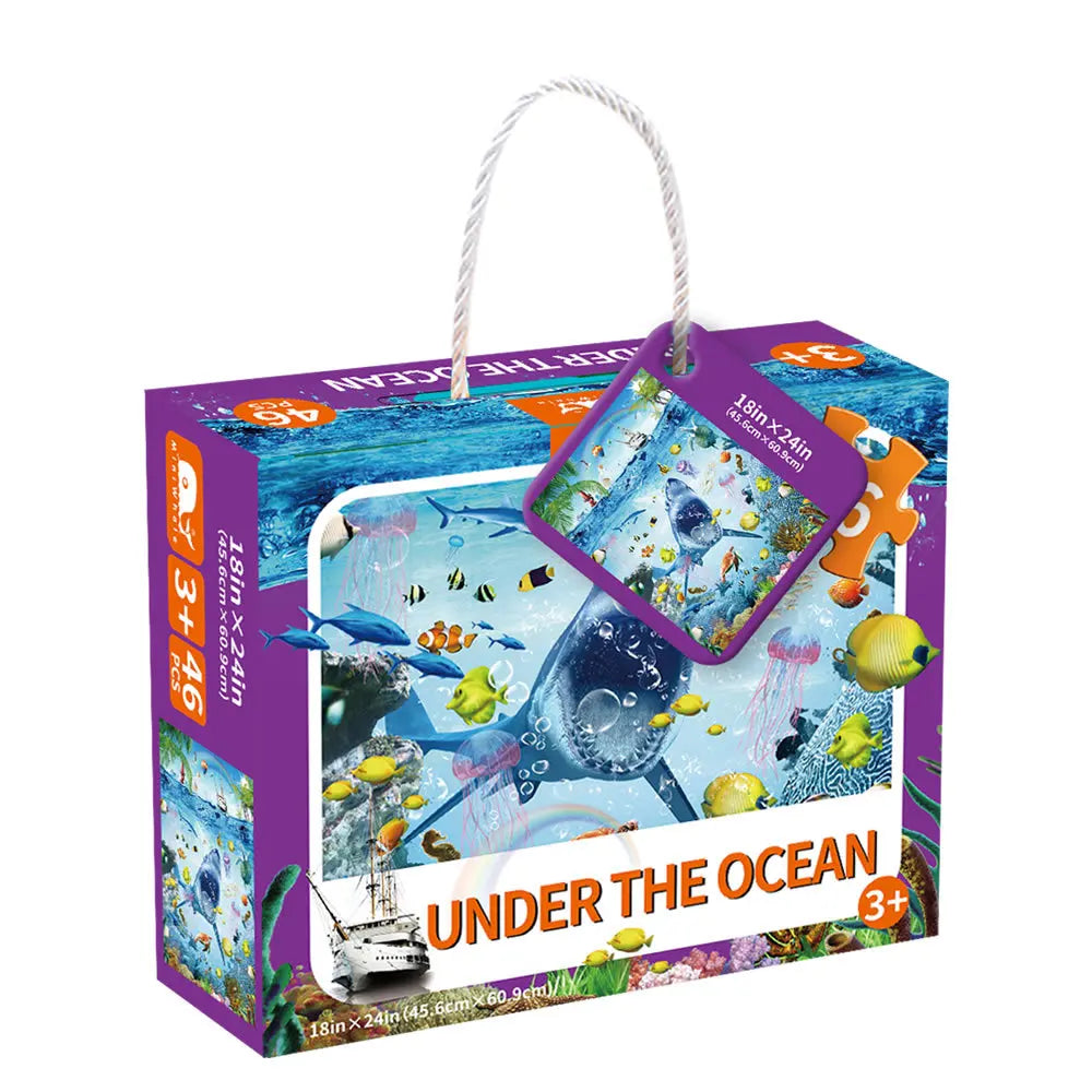 HKM-749011 Luminous Dinosaur Universe Jigsaw Puzzle Set - 46 Educational Pieces for Kids