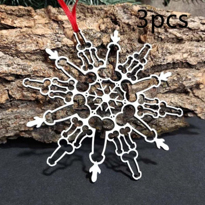 HKM-749139 Elegant Alloy Snowflake Pendant for Christmas Tree Decoration - Modern Simplicity Design
