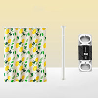 HKM-749715 Magnetic Anti-Mold Shower Partition Curtain, Thickened Polyester with Options for Water Retaining Strip and Rod in Summer Fruit Orange