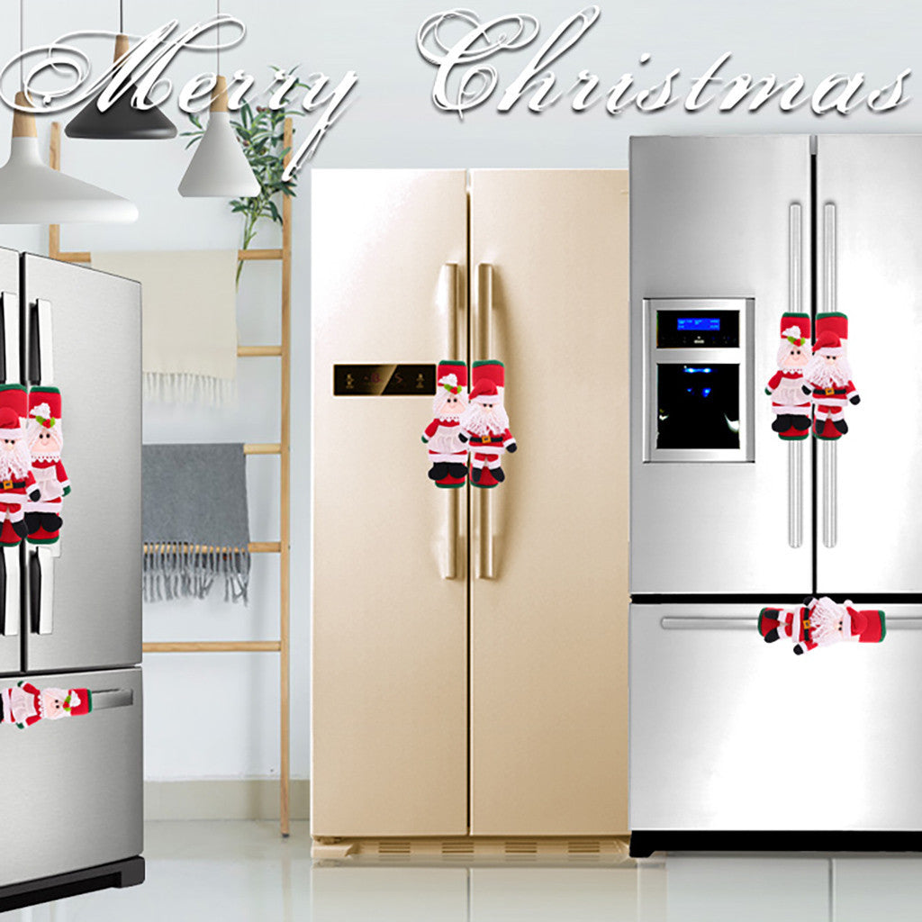 HKM-749779 Christmas Themed Refrigerator Gloves Set - Cloth, 2-Piece, 23x15cm