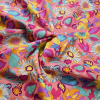 HKM-749843 Peach Pink Printed Mother-Daughter Skirt in 100% Cotton with Floral Design