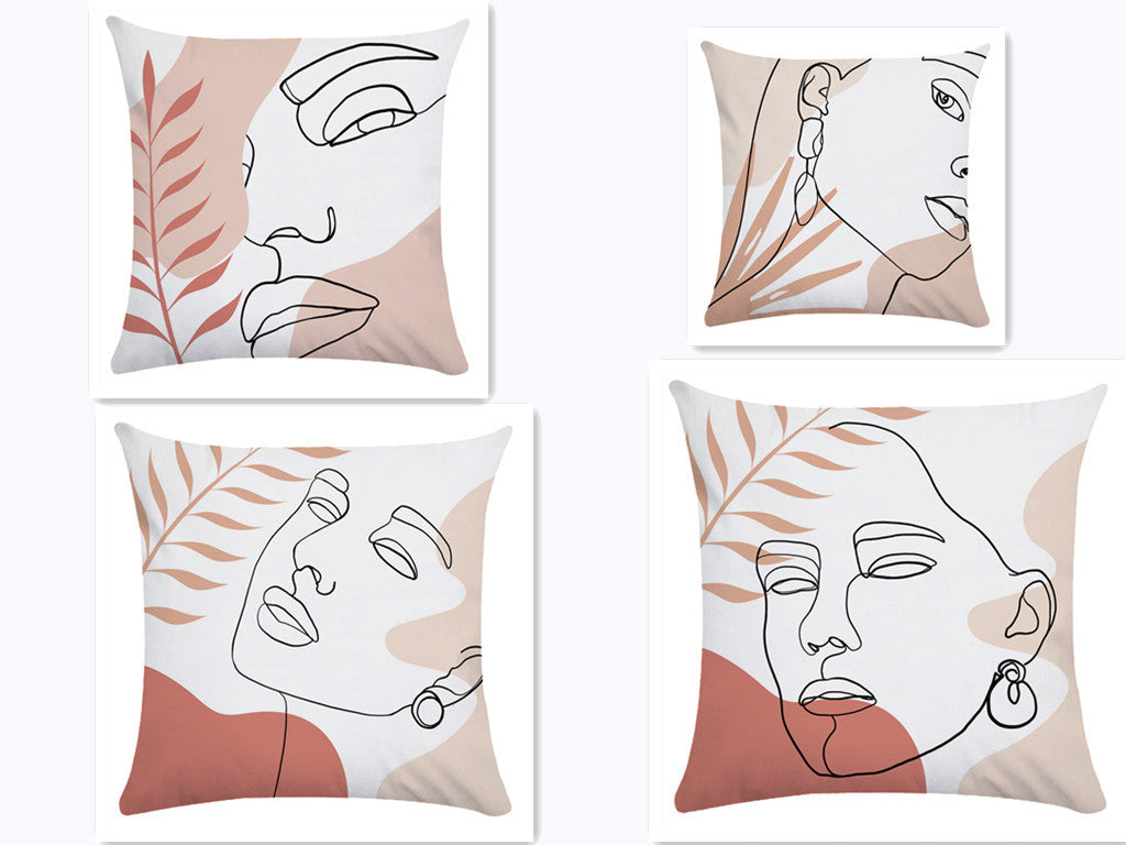 HKM-749843 Super Soft Plush Pillowcases with Abstract Plant Design in Various Sizes