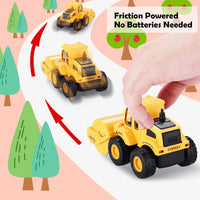 HKM-749971 Mini Construction Truck Toy Set - 4 Pcs Friction-Powered Vehicles for Kids