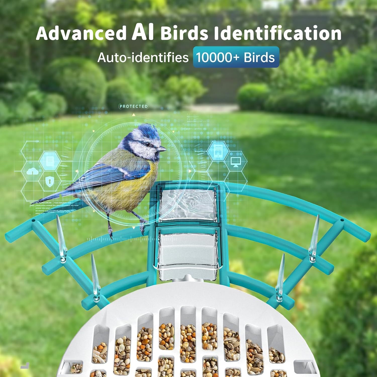 HKM-750099 Smart Bird Feeder with AI Bird Identification and Solar-Powered 2K Video Recording