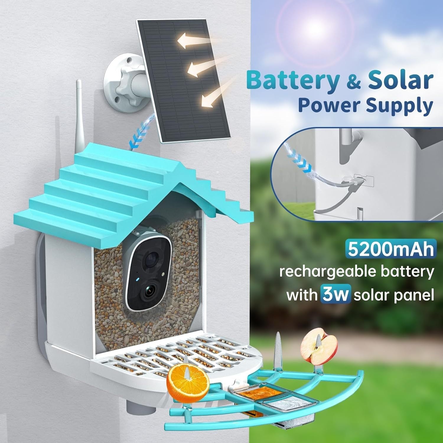 HKM-750099 Smart Bird Feeder with AI Bird Identification and Solar-Powered 2K Video Recording