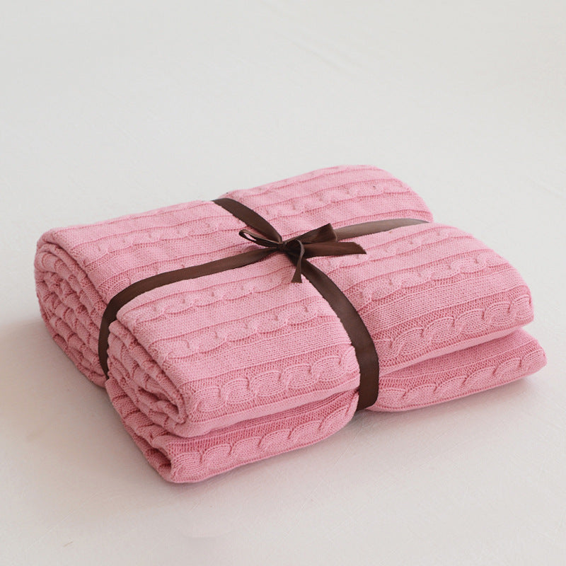 HKM-750163 Cotton Knitted Small Twist Blanket for Spring and Summer - 110x180cm and 180x200cm Options
