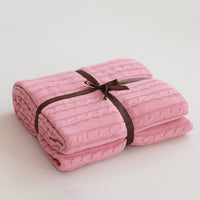 HKM-750163 Cotton Knitted Small Twist Blanket for Spring and Summer - 110x180cm and 180x200cm Options