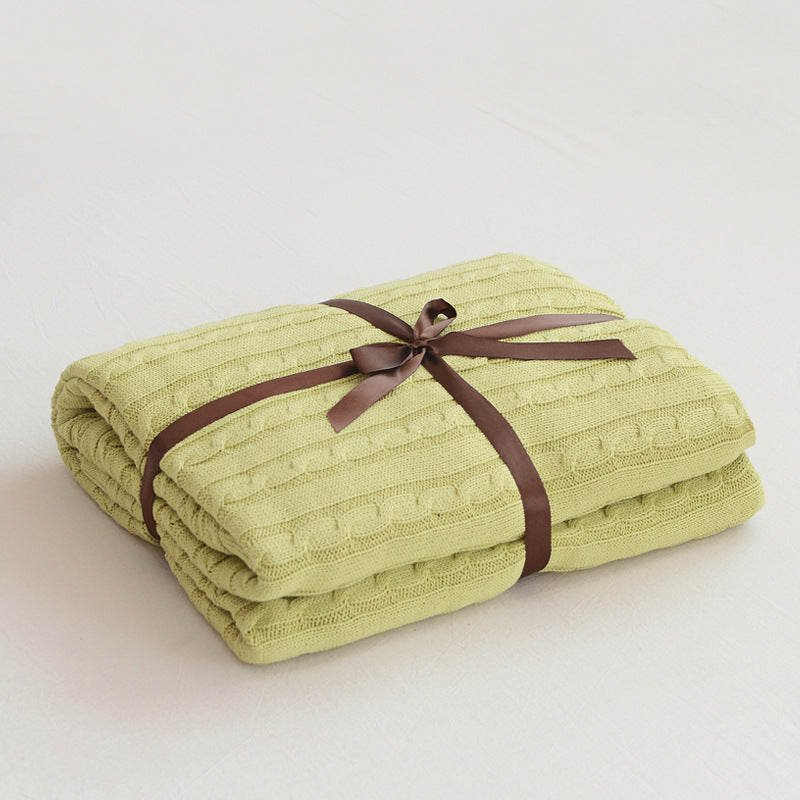 HKM-750163 Cotton Knitted Small Twist Blanket for Spring and Summer - 110x180cm and 180x200cm Options