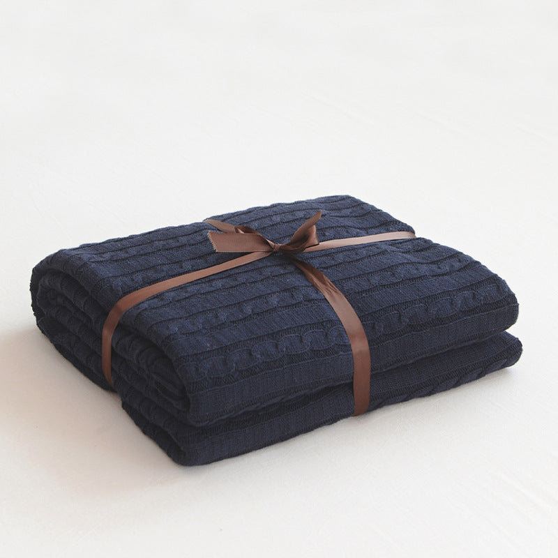HKM-750163 Cotton Knitted Small Twist Blanket for Spring and Summer - 110x180cm and 180x200cm Options