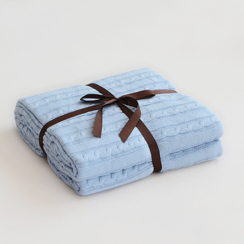 HKM-750163 Cotton Knitted Small Twist Blanket for Spring and Summer - 110x180cm and 180x200cm Options