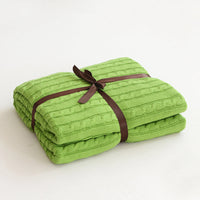 HKM-750163 Cotton Knitted Small Twist Blanket for Spring and Summer - 110x180cm and 180x200cm Options