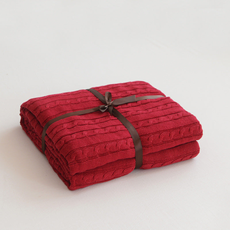 HKM-750163 Cotton Knitted Small Twist Blanket for Spring and Summer - 110x180cm and 180x200cm Options